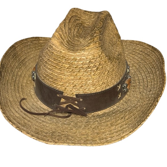 Black Canyon Outfitters Straw Hat OSFM With Beads and Medallion - Picture 6 of 12
